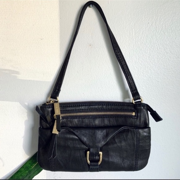 Perlina Bags Perlina Black Leather Mini Crossbody Shoulder Bag